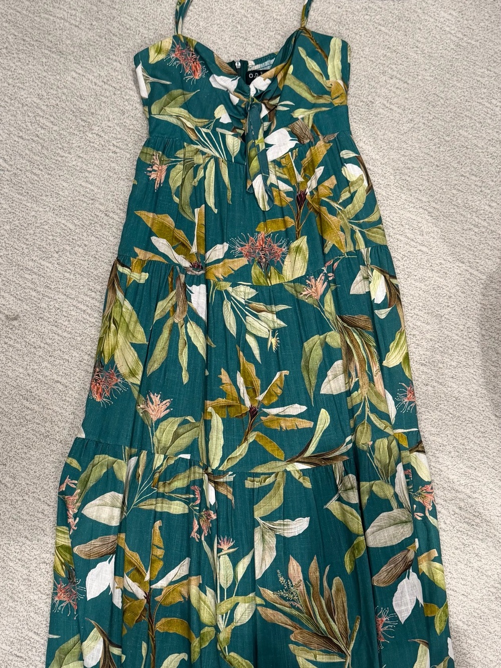 O.P.T Teal Tropical Floral Maxi Dress